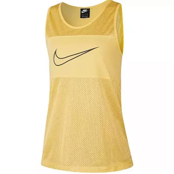 Nike Tops - NWT Nike Women's Sportswear Mesh Tank Topaz Gold SZ L